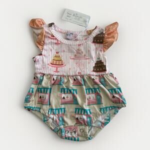 Pete & Lucy Bake Me A Cake Baby Romper 0-3 Months New Nwt
